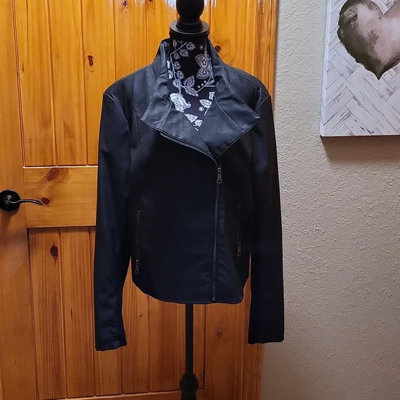 NWOT Marc New York Andrew Marc XXL Black Faux Leather Jacket - Picture 3 of 7